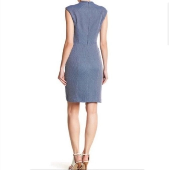 Adrianna Papell blue white polka dot bolero neckline sheath dress - Picture 2 of 10